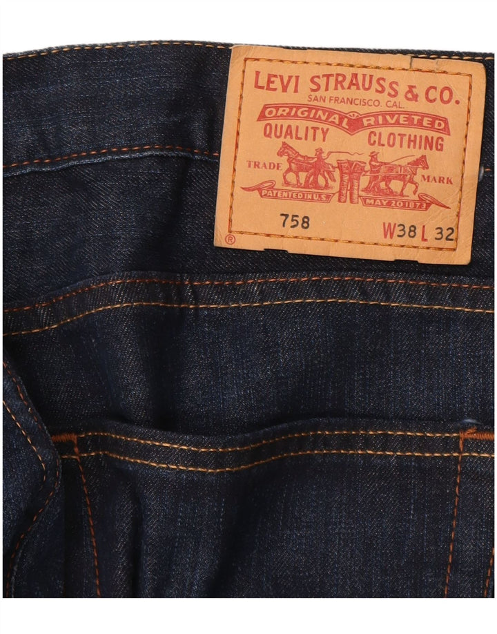 Мужские прямые джинсы LEVI'S 758 W38 L32 темно-синие, хлопок
