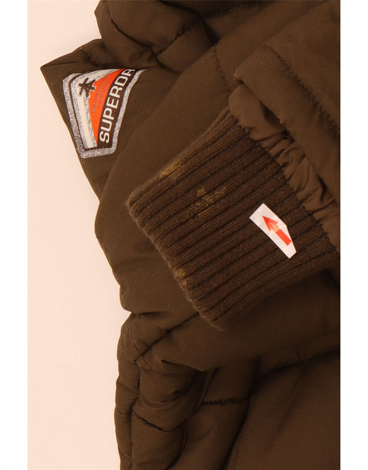 Мужская утепленная куртка с капюшоном Superdry UK 38, средний цвет хаки, полиэстер
