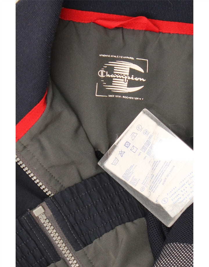 Мужской спортивный костюм CHAMPION, верхняя куртка, большой размер, темно-синий, полиэстер с цветными блоками