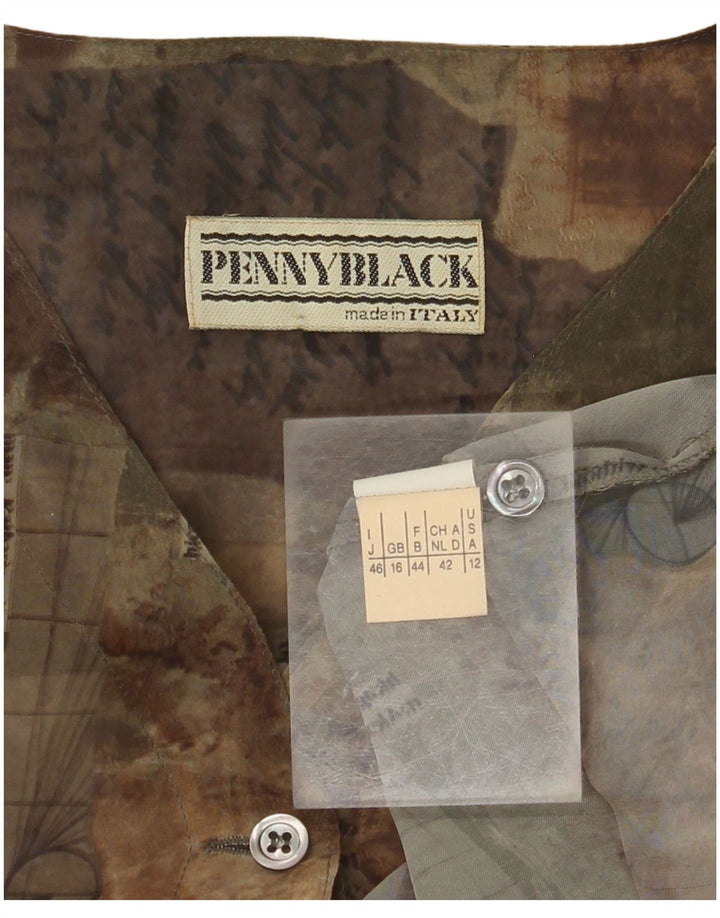 Женская блузка-рубашка с абстрактным узором PENNY BLACK UK 16, большой цвет хаки
