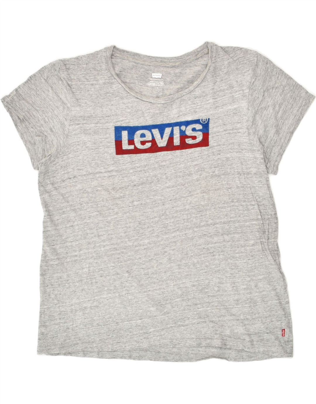 LEVI'S Womens Graphic T-Shirt Top UK 16 Large Grey Cotton | Vintage Levi's | Thrift | Second-Hand Levi's | Used Clothing | Messina Hembry 