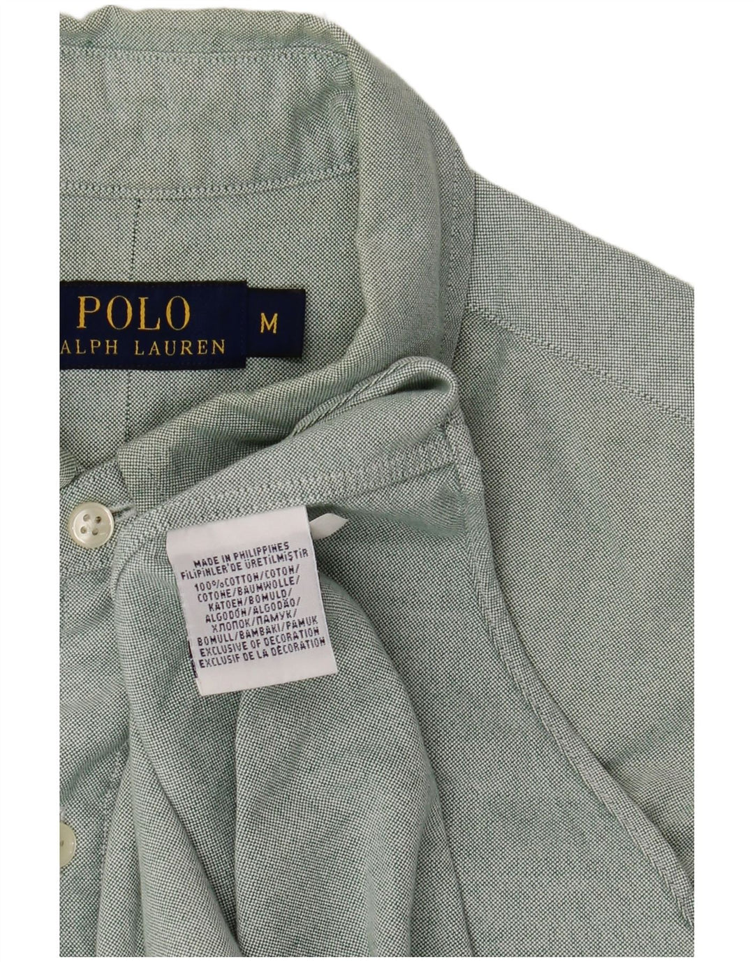 Мужская рубашка POLO RALPH LAUREN, хлопковая, среднего зеленого цвета