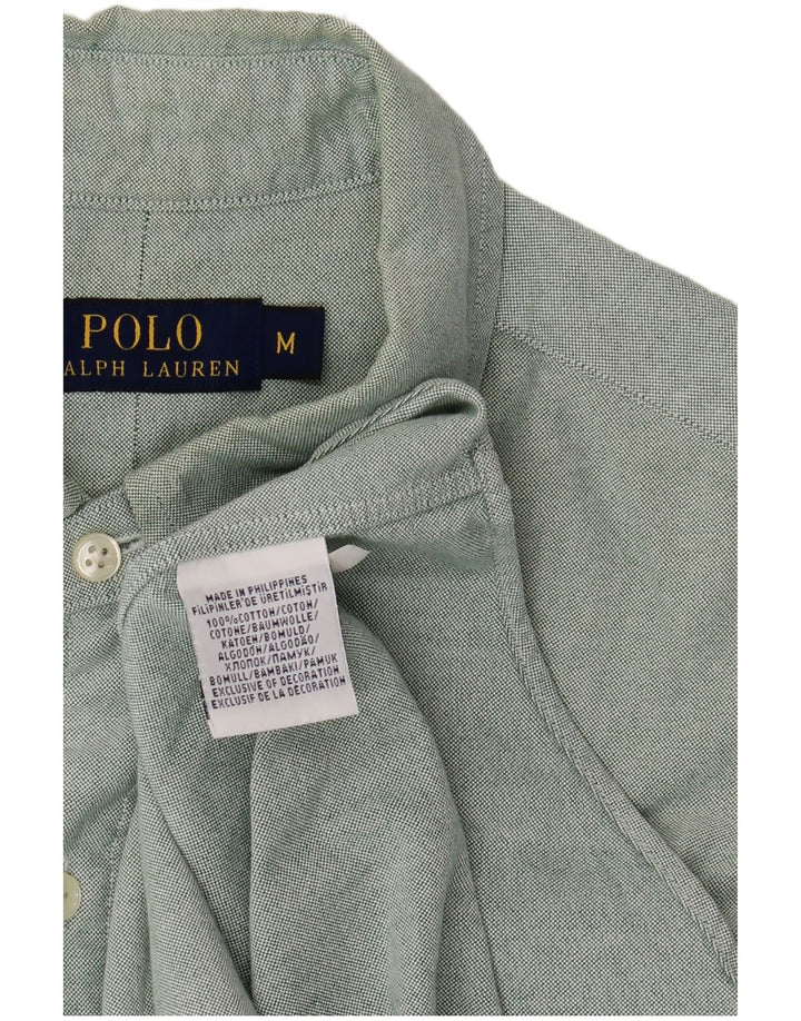Мужская рубашка POLO RALPH LAUREN, хлопковая, среднего зеленого цвета