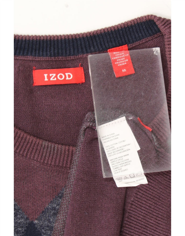 IZOD Мужской джемпер с круглым вырезом, свитер, средний бордовый, хлопок с узором аргайл/ромб