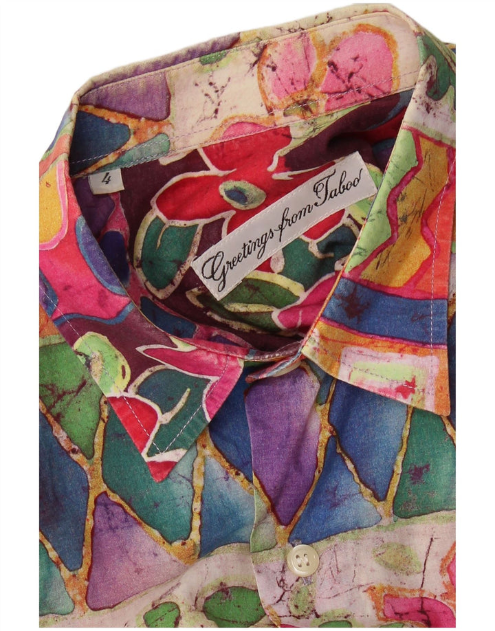 VINTAGE Мужская рубашка с коротким рукавом, большая разноцветная с геометрическим рисунком