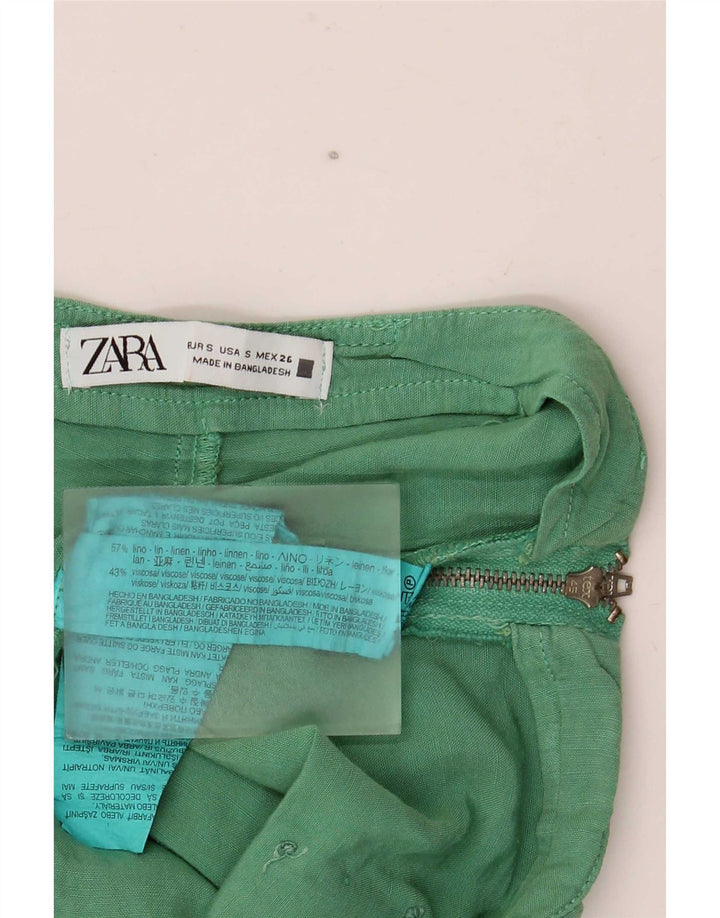 Женские повседневные шорты Zara, маленькие W26, зеленые льняные
