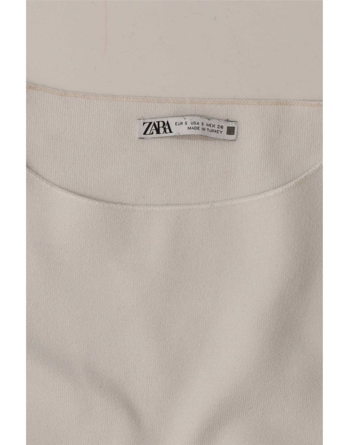 Женская укороченная блузка с крыльями летучей мыши Zara UK 8, маленький белый