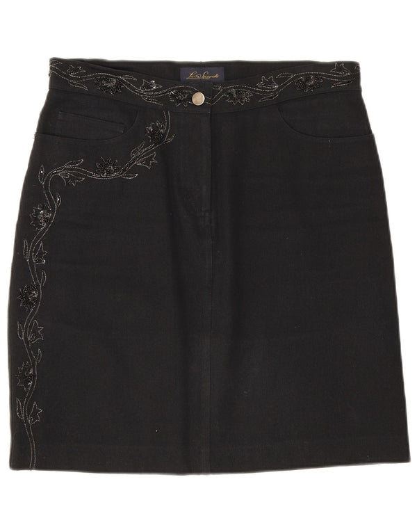 Женская джинсовая юбка Luisa Spagnoli IT 44 Medium W30 Черная, хлопок с цветочным принтом