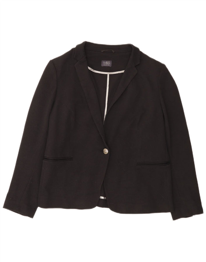 Женский пиджак на 1 пуговице Marks & Spencer UK 20 2XL, черный хлопок