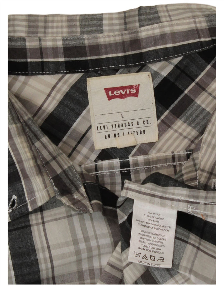 Мужская рубашка Levi's в крупную серую клетку из хлопка