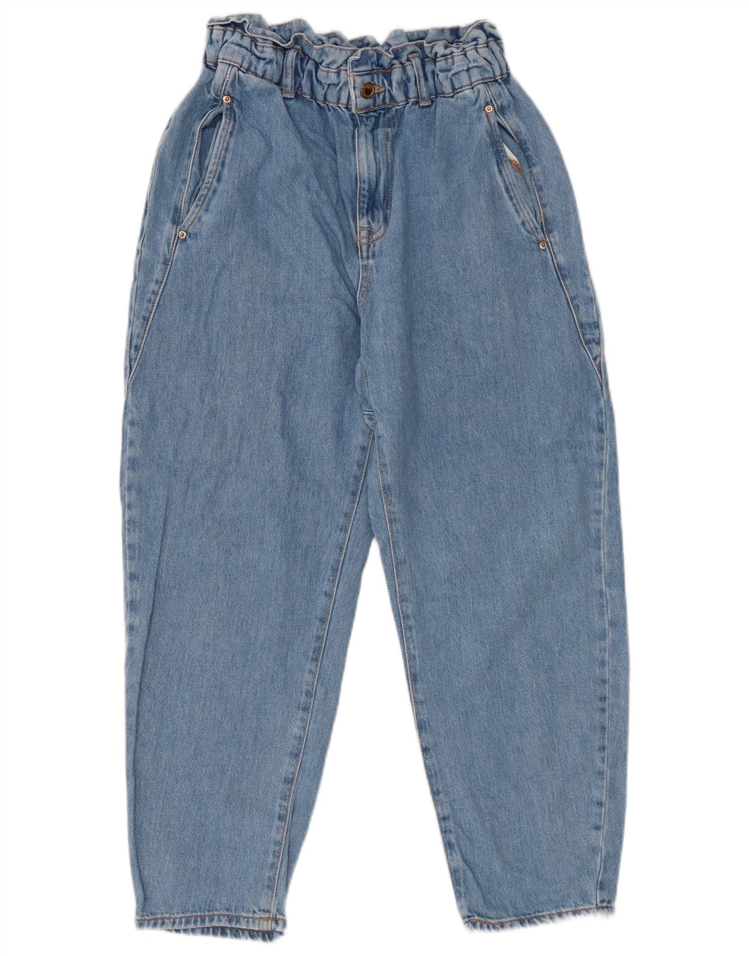 Женские укороченные джинсы свободного кроя с высокой талией ZARA EU 38, маленькие W28 L25, синие