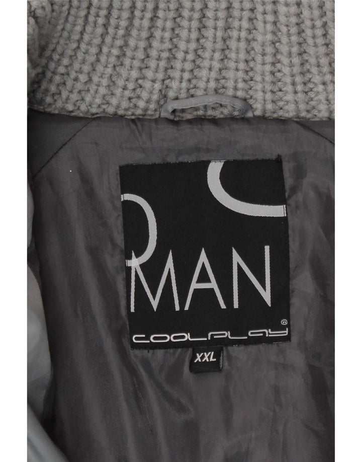 Винтажная мужская стеганая куртка UK 44 2XL, серый полиэстер