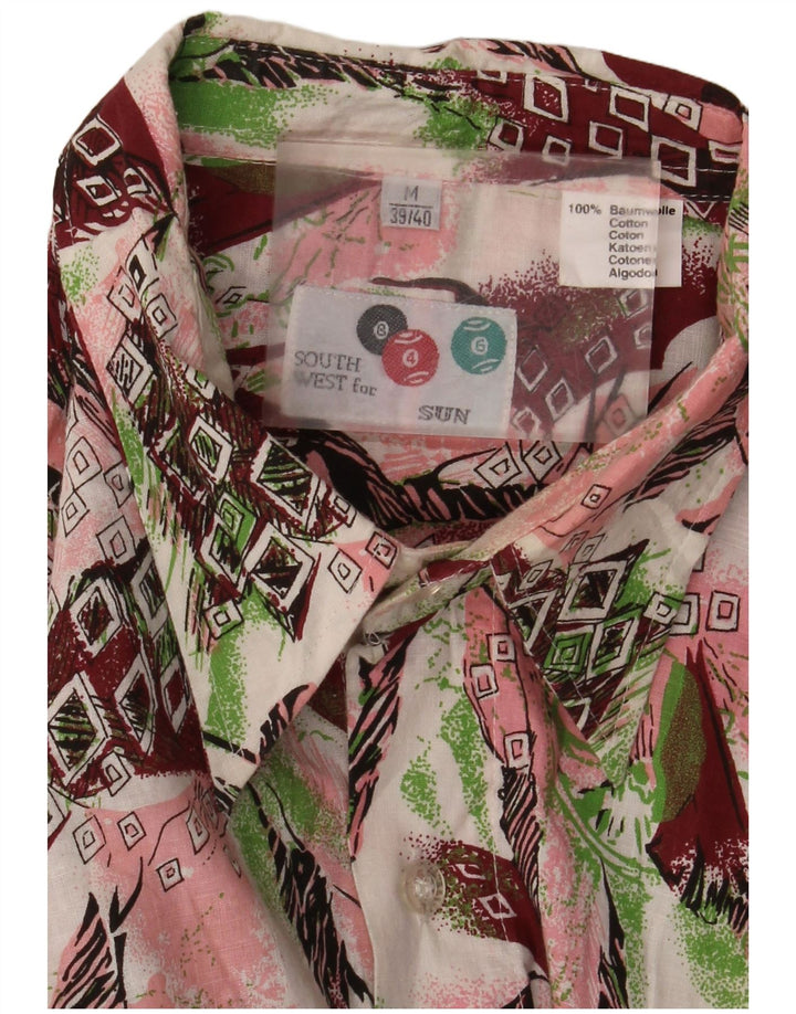 Винтажная мужская рубашка с абстрактным узором, размер 39/40, средняя, разноцветная