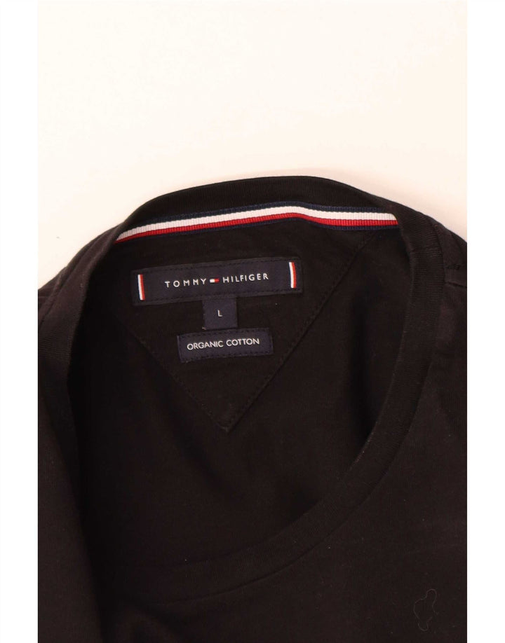 Мужской топ с длинным рукавом Tommy Hilfiger, большой черный хлопок, с рисунком