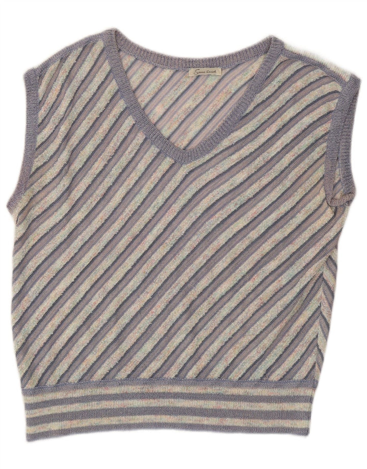 Винтажная женская майка-майка UK 12, средний фиолетовый в полоску