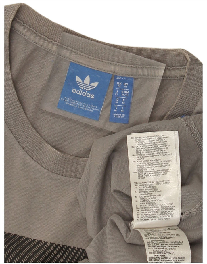 Мужская футболка с рисунком ADIDAS, хлопковый топ среднего серого цвета