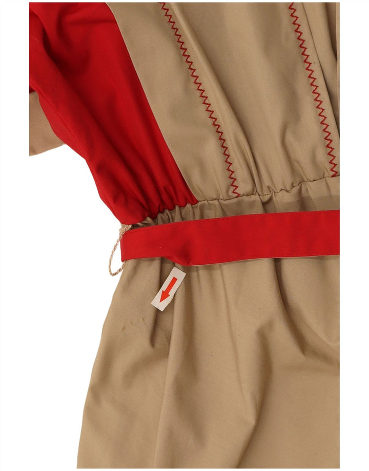 ВИНТАЖНОЕ женское платье макси UK 16, большое бежевое цветное блок