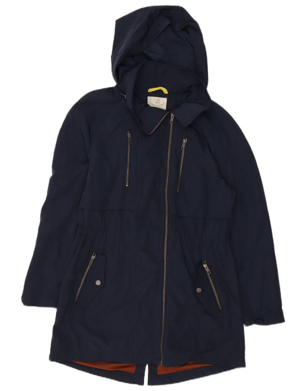 WHITE STUFF Womens Hooded Parka Jacket UK 12 Medium  Navy Blue Polyester