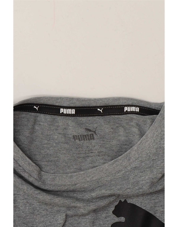 Футболка с рисунком Puma для мальчиков, топ 13-14 лет, серая