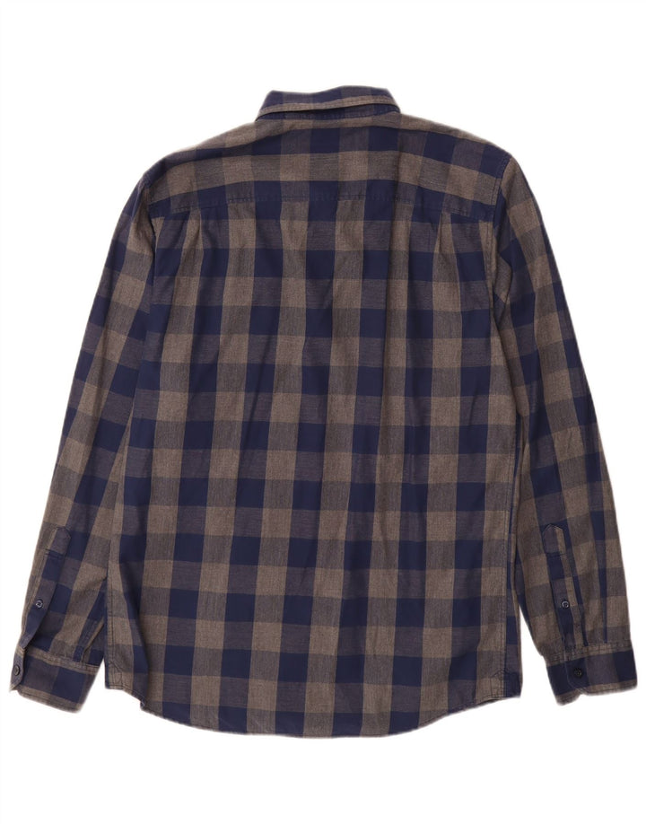 Мужская фланелевая рубашка классического кроя Jack Wills среднего размера, темно-синяя, хлопок в мелкую клетку
