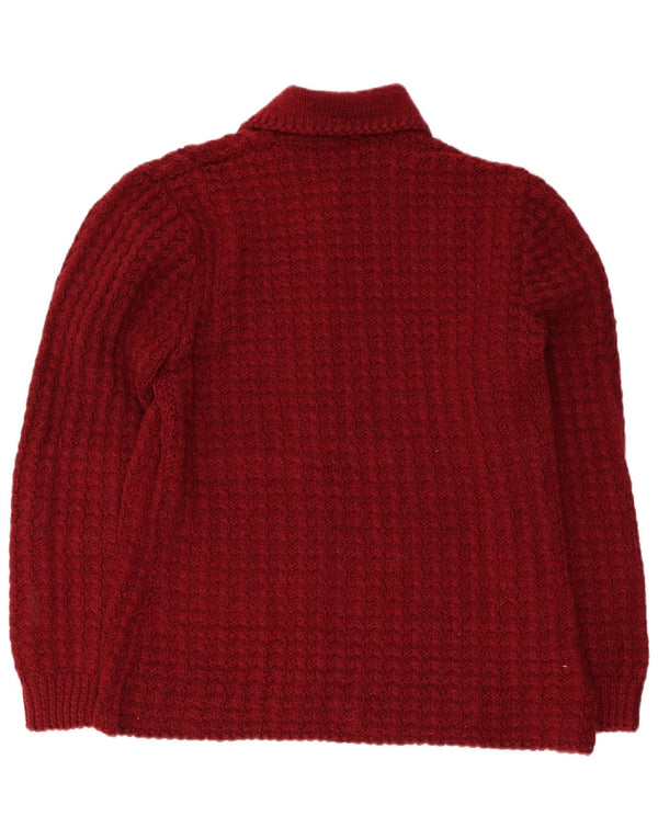 ВИНТАЖНЫЙ женский кардиган-свитер UK 14, большой бордовый