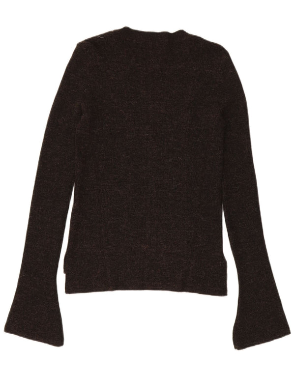 Женский свитер с вырезом «лодочка» Zara UK 14, большой коричневый акрил в крапинку