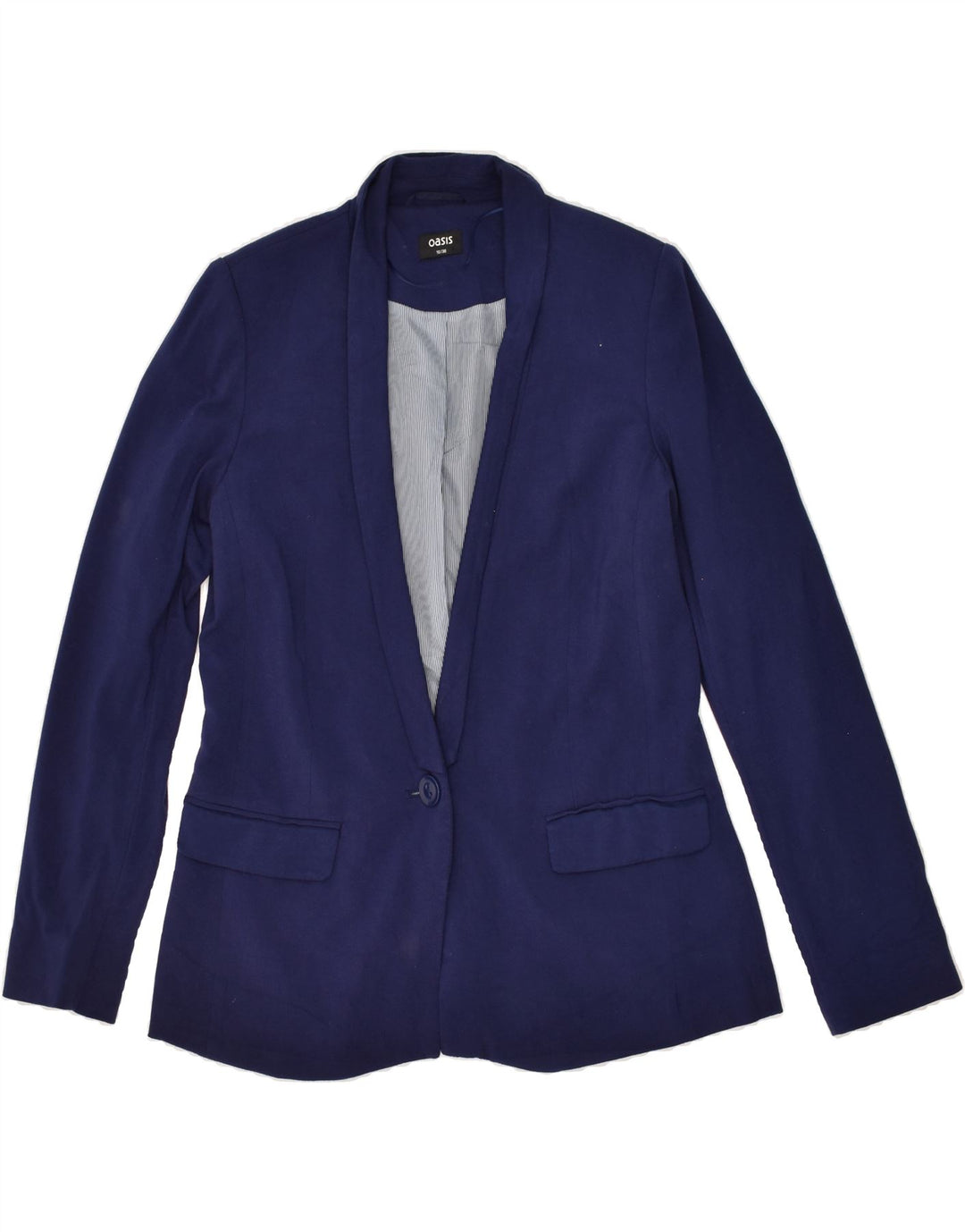 OASIS Womens 1 Button Blazer Jacket UK 10 Small Navy Blue Viscose | Vintage Oasis | Thrift | Second-Hand Oasis | Used Clothing | Messina Hembry 