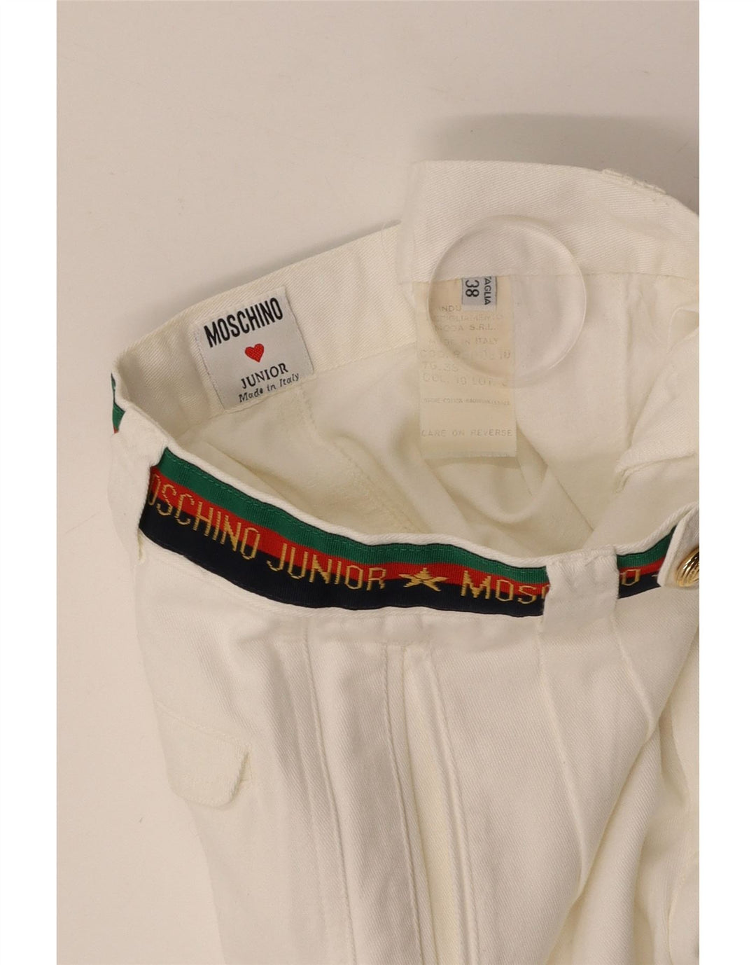 MOSCHINO Костюмные брюки с рисунком для мальчиков 9–10 лет W24 L25, белый хлопок