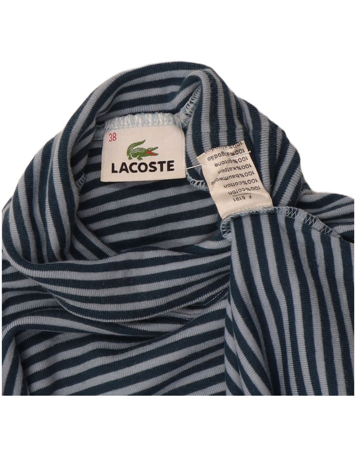 LACOSTE Женский топ с длинным рукавом, размер 38, средний синий в полоску, хлопок
