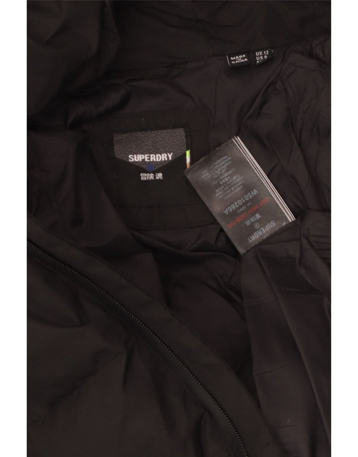 SUPERDRY Женская укороченная стеганая куртка с капюшоном UK 12, средний черный полиэстер