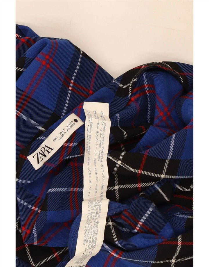Женский топ на одно плечо с рукавом 3/4 Zara UK 14, полиэстер в большую синюю клетку