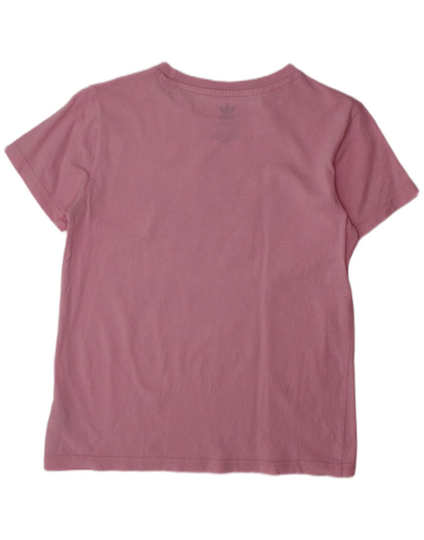 ADIDAS Girls Graphic T-Shirt Top 9-10 Years Pink Cotton