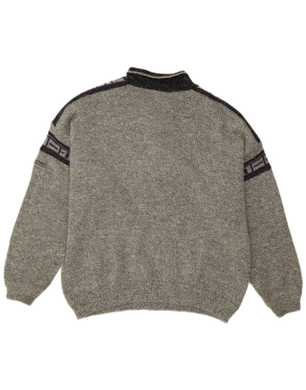 Мужской джемпер с воротником-поло Portobello’s XL, серый акрил с геометрическим узором в стиле ретро