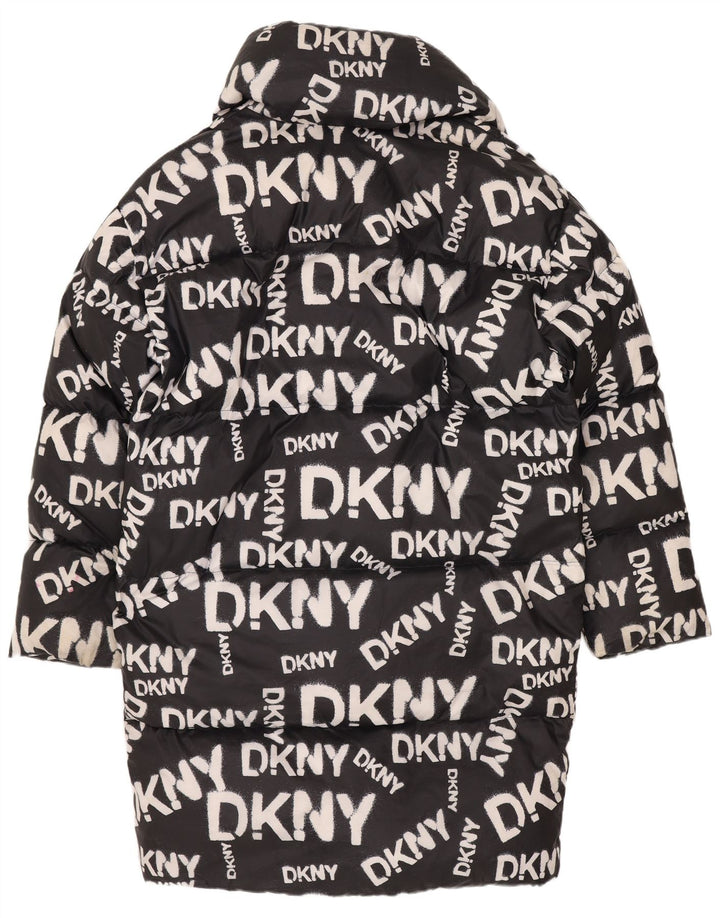 Женское пуховое пальто оверсайз с графическим рисунком Dkny UK 6 XS, черный нейлон