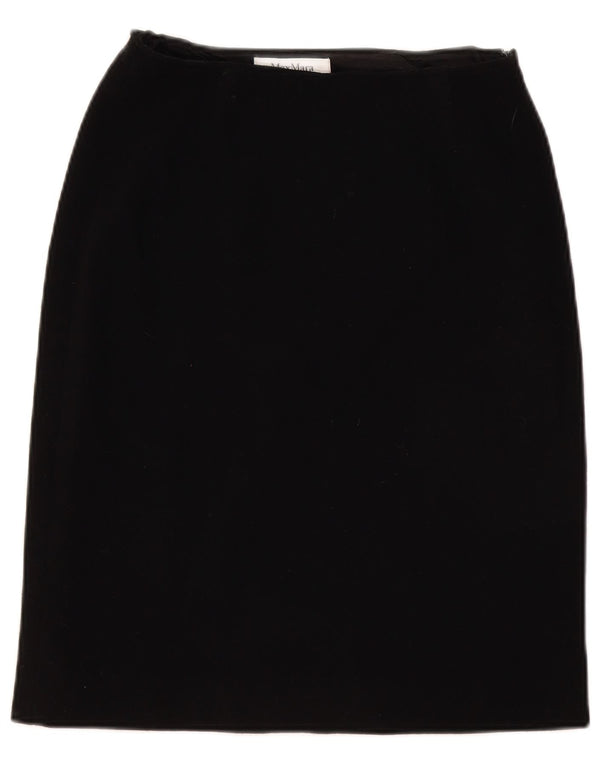 Женская прямая юбка Max Mara UK 12 Medium W28, черная шерсть
