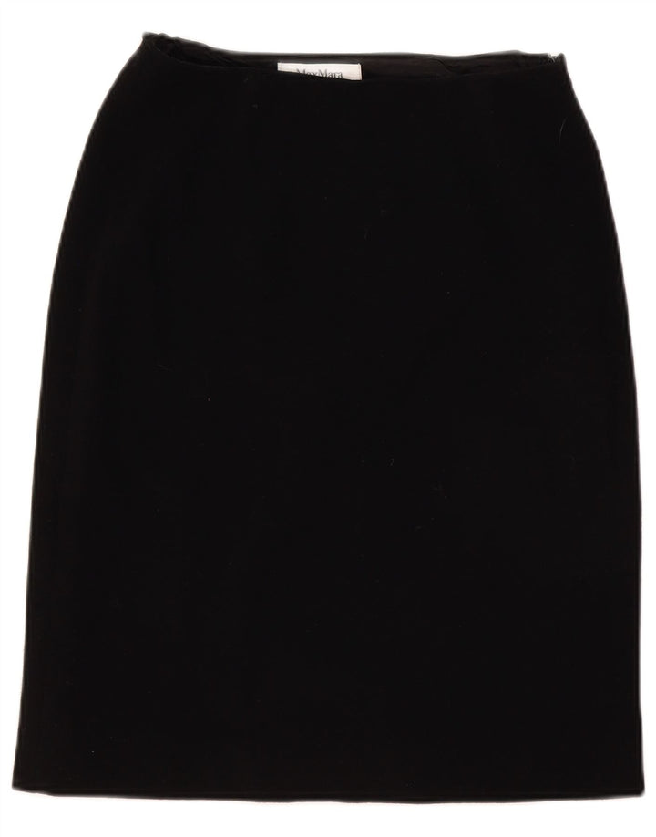Женская прямая юбка Max Mara UK 12 Medium W28, черная шерсть