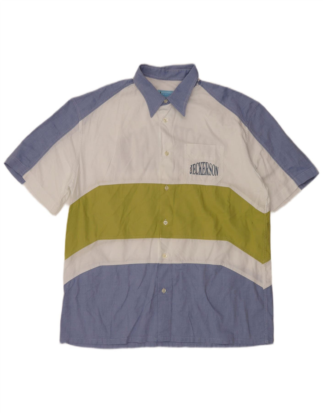 JECKERSON Мужская рубашка с коротким рукавом с рисунком, XL, синяя, с цветными блоками