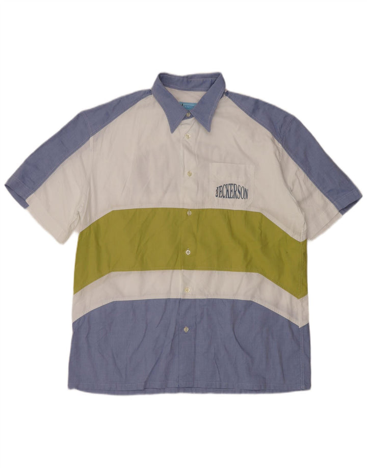 JECKERSON Мужская рубашка с коротким рукавом с рисунком, XL, синяя, с цветными блоками