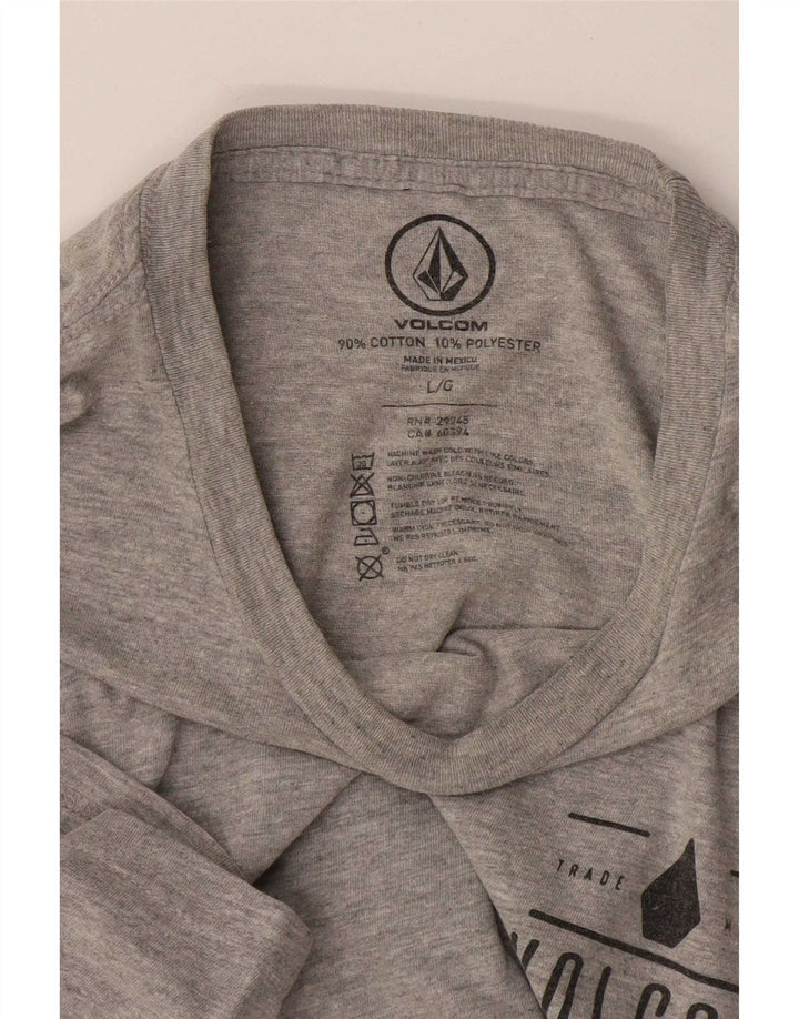 Мужская футболка Volcom с рисунком, большой серый хлопок с крапинками