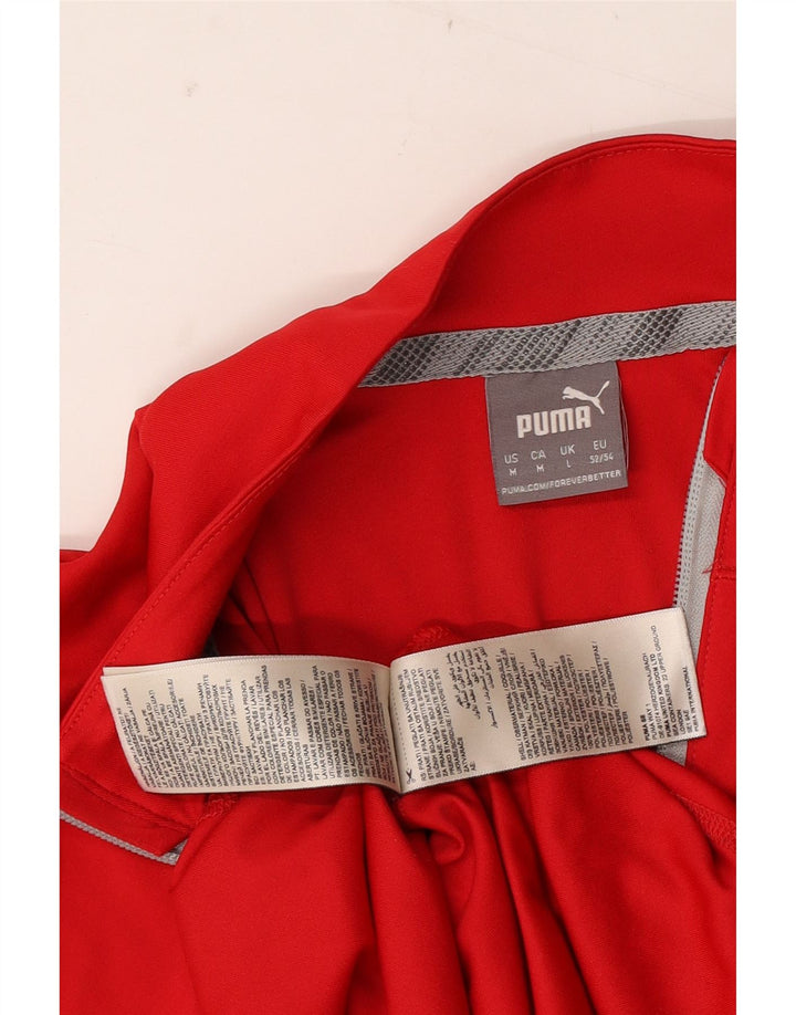 Мужской пуловер с воротником на молнии Puma, верх из полиэстера среднего красного цвета