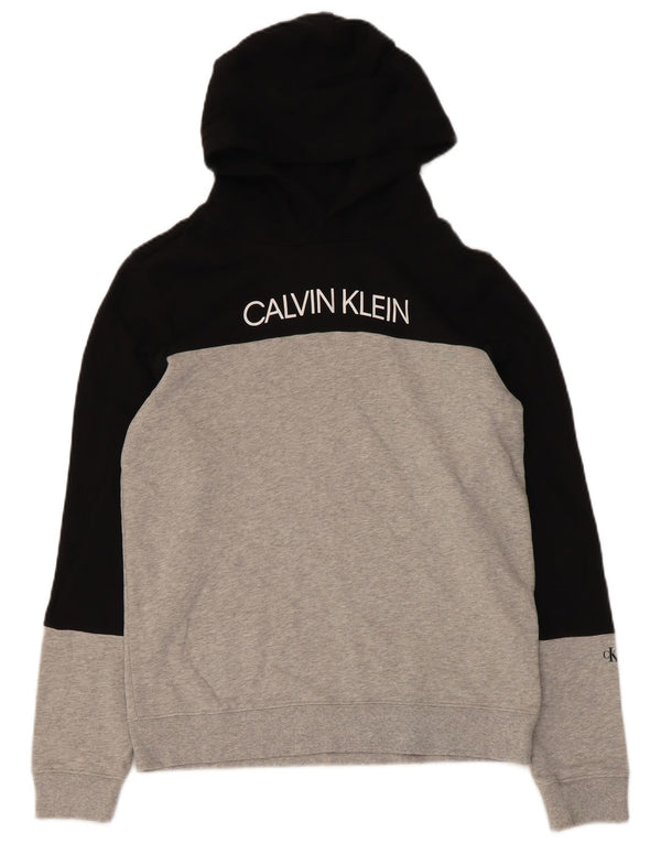Женский джемпер с капюшоном Calvin Klein Jeans UK 12, средний черный, цветной блок