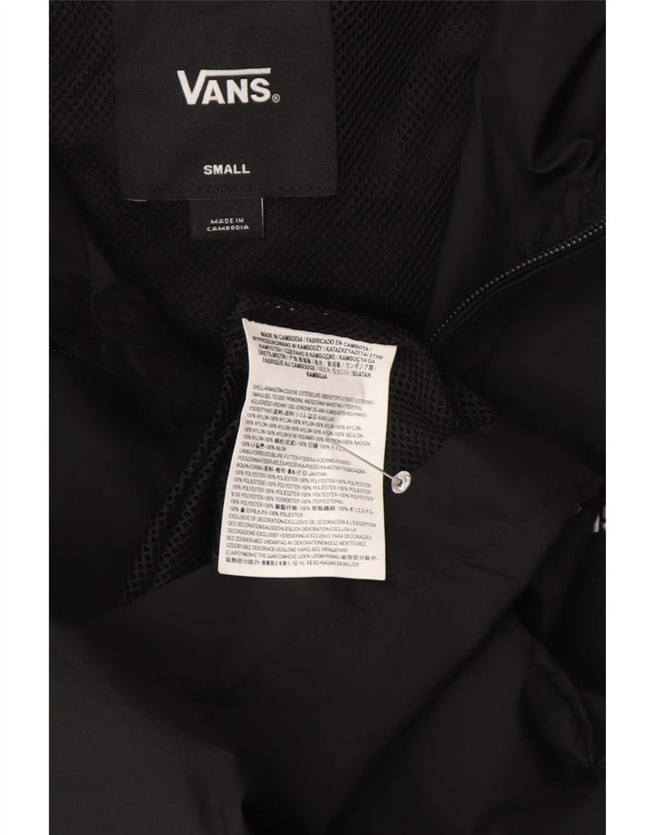 Мужская дождевик Vans с капюшоном и графическим рисунком, Великобритания 36, маленький черный нейлон с геометрическим рисунком