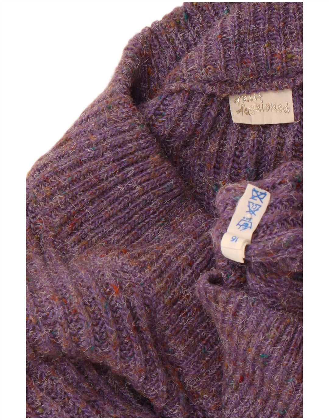 ВИНТАЖНЫЙ женский свободный джемпер с v-образным вырезом, Великобритания, 16, большой фиолетовый в крапинку