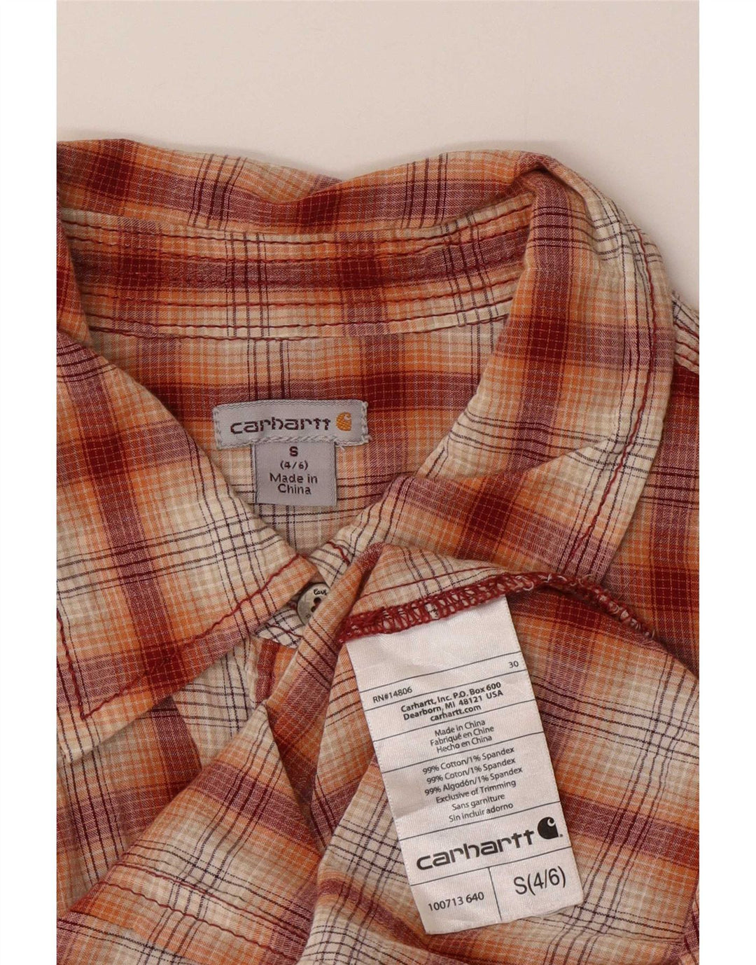 Женская фланелевая рубашка Carhartt, размер США 4/6, маленькая красная клетка, хлопок