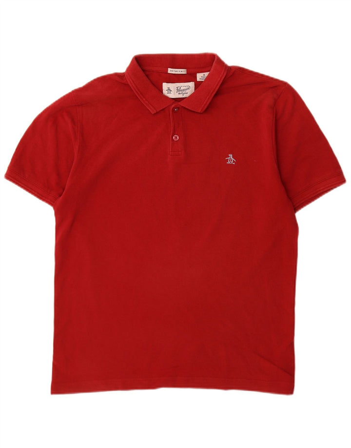 Мужская рубашка поло Penguin Heritage Slim Fit, хлопковая, среднего красного цвета