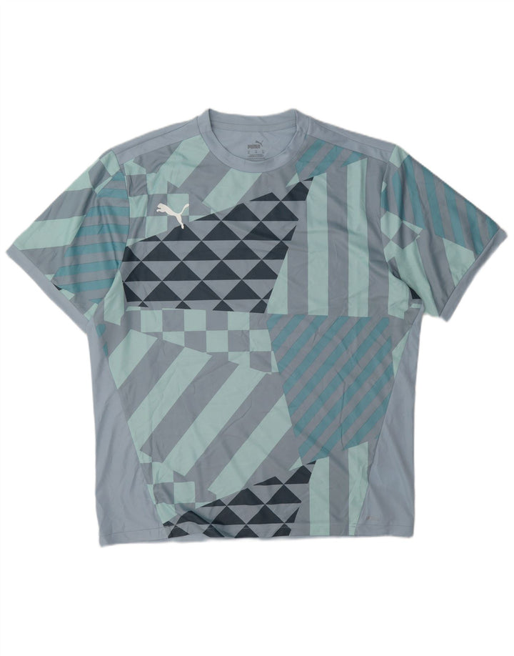 Мужская футболка Puma Top XL из синего полиэстера с геометрическим рисунком