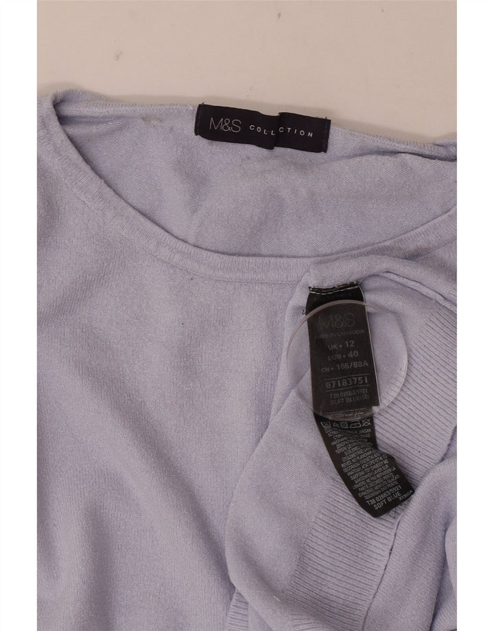 Женский джемпер с вырезом «лодочка» Marks & Spencer UK 12, средний синий вискоза