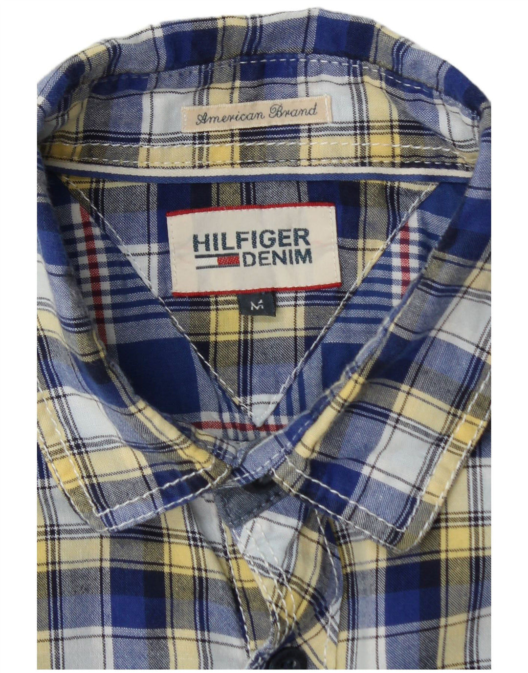 TOMMY HILFIGER Mens Flannel Shirt Medium Blue Check Cotton