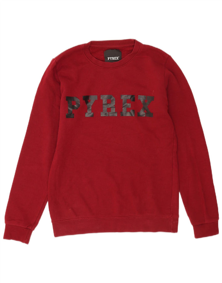 Мужской свитшот с рисунком Pyrex, маленький бордовый хлопковый джемпер
