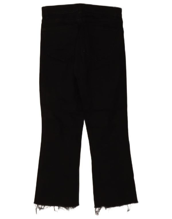 Женские укороченные джинсы Bootcut с высокой талией Zara EU 38, маленькие W28 L25, черный хлопок